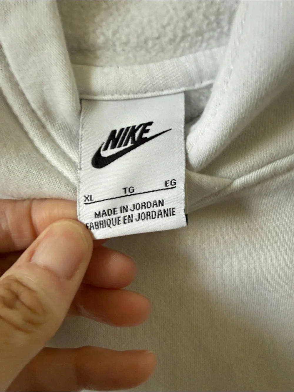 Nike White Kids Pullover Hoodie with Black Swoosh